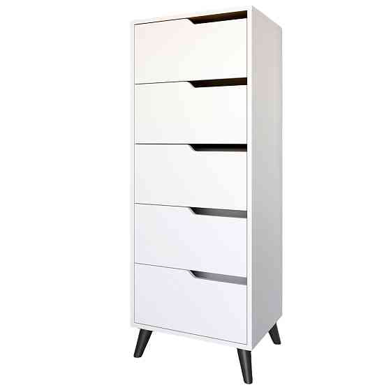 Комод высокий с черными ножками 5 ящиков М-ЗОН Борн 500 Нимфея Альба (белый) (MZN-031110) Львов