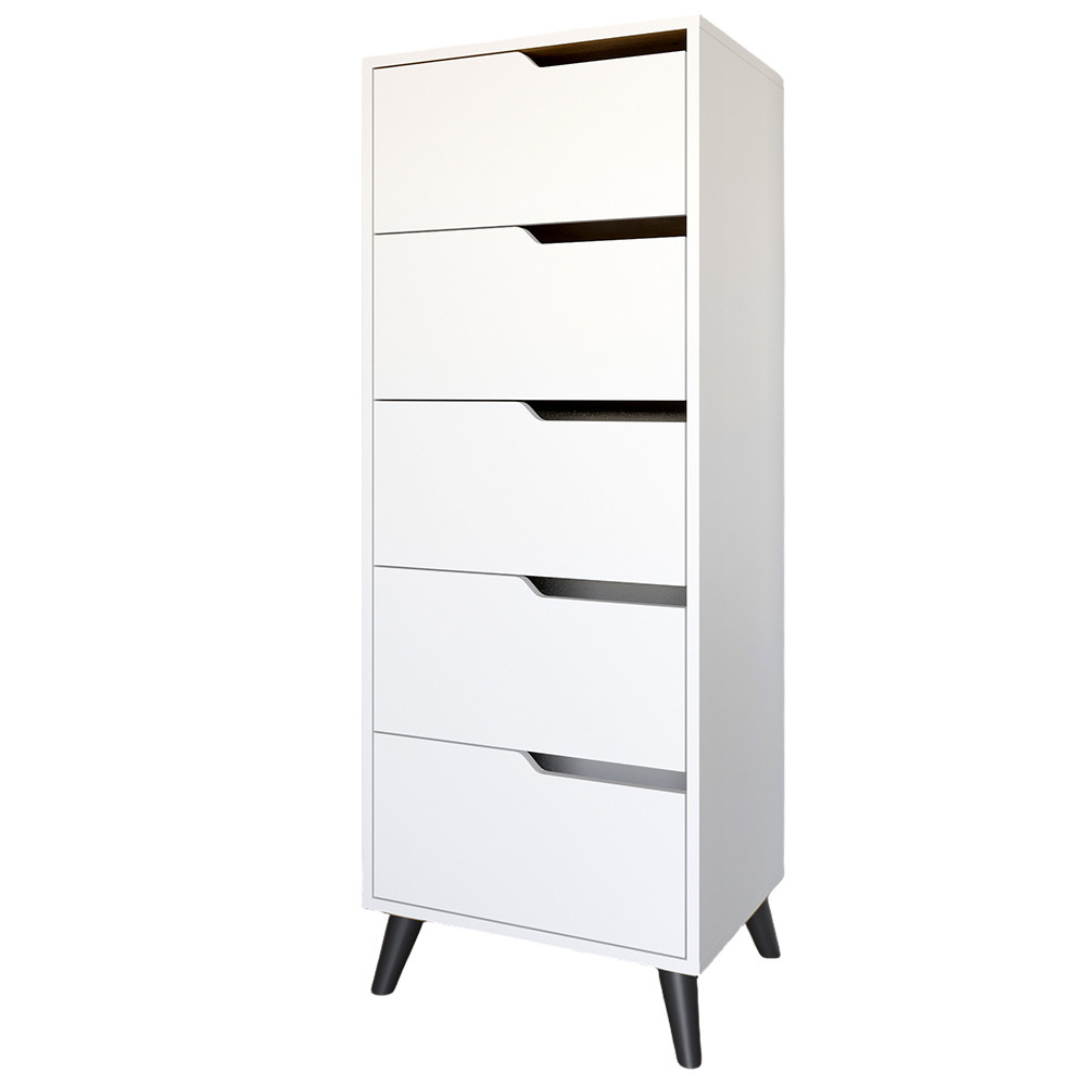 Комод высокий с черными ножками 5 ящиков М-ЗОН Борн 500 Нимфея Альба (белый) (MZN-031110) Львов - изображение 2