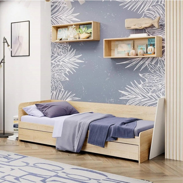 Односпальная кровать с ящиками Эверест Соната-800 80х190 см Дуб сонома (DTM-071108) Львов - изображение 1