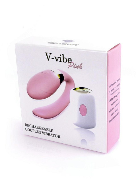 Вібратор для пар - V-Vibe Pink, USB, 7 Function, Remote Control Sex Aura Київ - фото 7
