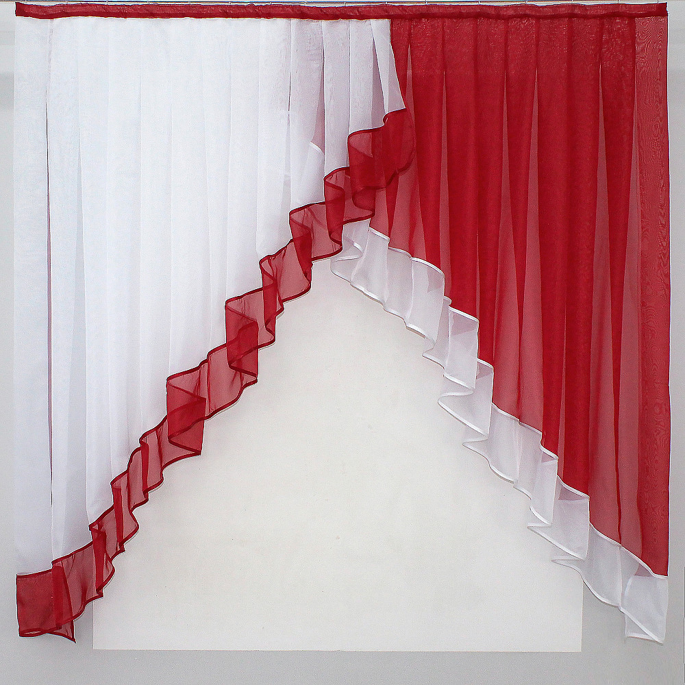 Кухонная занавеска VR-Textil № 023к красный с белым 150х150 см (50-092) Киев - изображение 1