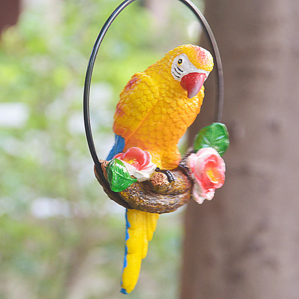 Садовая подвесная фигура попугай Ара из полистоуна 23.5 х 15 х 13 см Жовтий Одесса - изображение 1