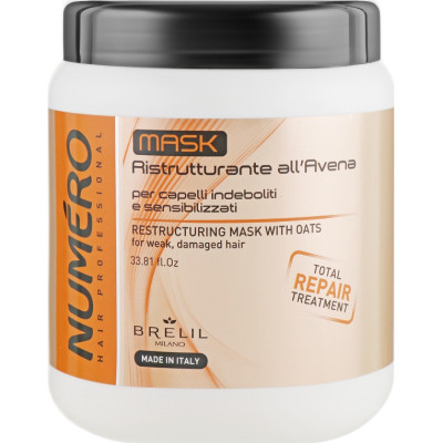 Маска для волосся Brelil Numero відновлююча з екстрактом вівса 1 л (8011935052875) Вінниця - фото 1