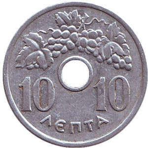 Монета 10 лепт. 1959,66 год, Греция.(Г) Полтава - изображение 1