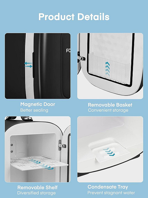 УЦІНКА! Міні-холодильник Fohere 5 літрів/6 банок Холодильник 12 В Холодильник для косметики Дніпро - фото 2