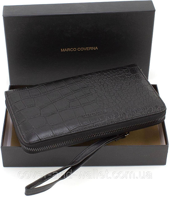 Елітний чоловічий гаманець-клатч зі шкіри під крокодила на змійці Marco Coverna JP-5901A Київ - фото 10