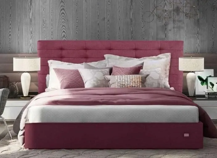 Кровать Erika VIP 140 х 200 см С дополнительной металлической цельносварной рамой Бордовый Киев - изображение 1