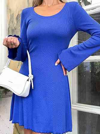 Жіноча приталена сукня із зав'язками по спинці турецький рубчик Електрик, 42/44 Одеса