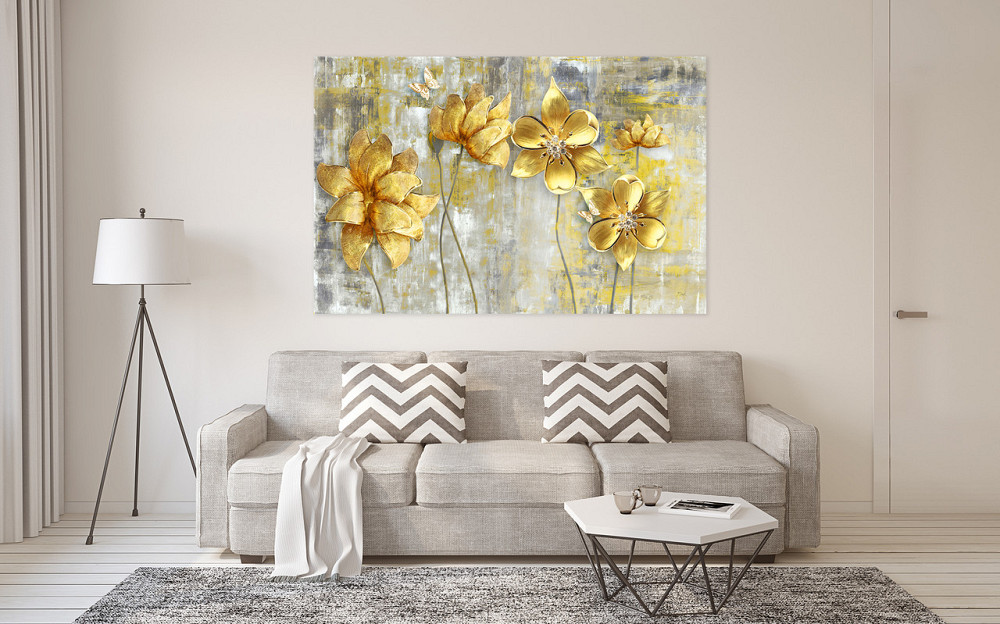 Картина холст в гостиную / спальню  Золоті квіти   MLP_35 Киев - изображение 2