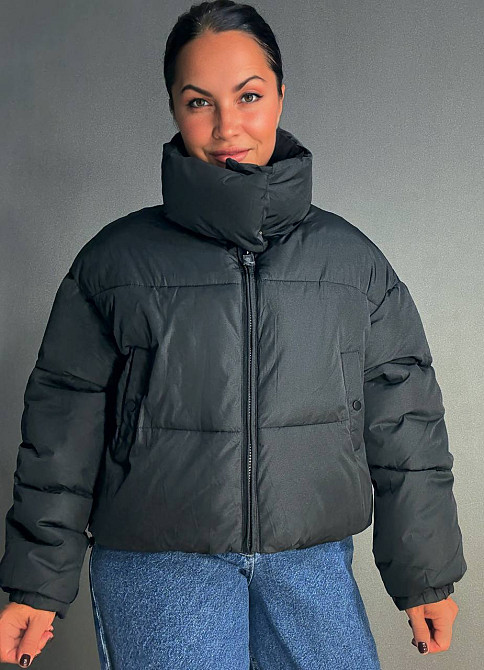 Куртка жіноча Lady Yep 10043 коротка на блискавці з коміром чорна, чорний, 42 Київ - фото 1