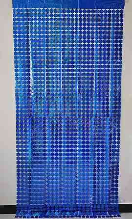 Дождик для фотозоны кубиками с голограммой 2 м на 1 м синий Киев