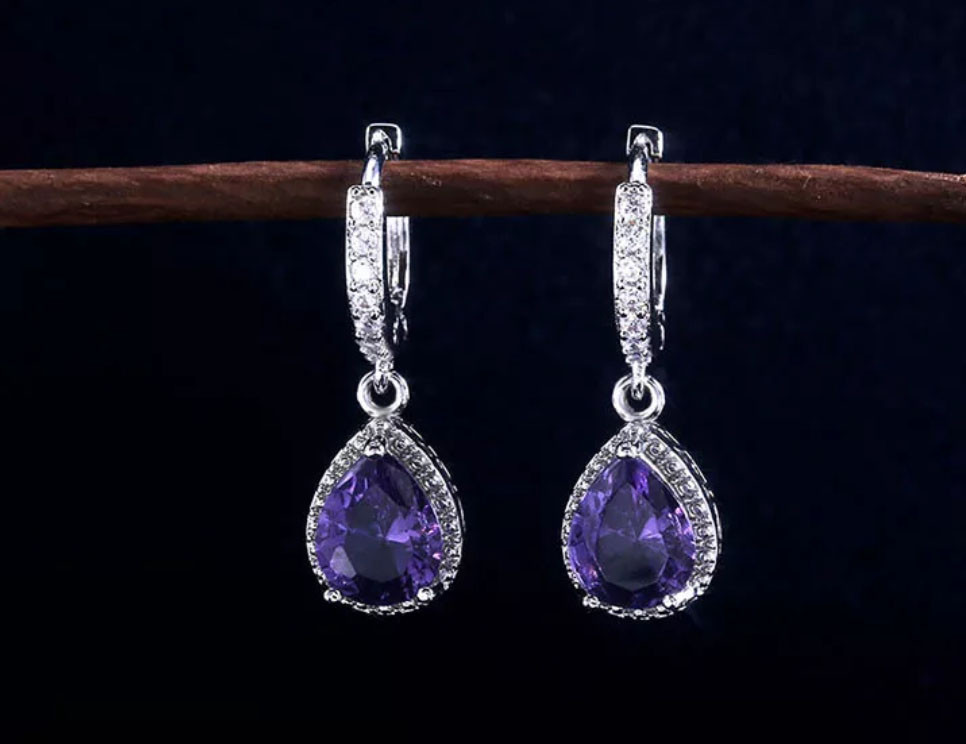 Сережки з фіолетовим камінням Сміла - фото 2
