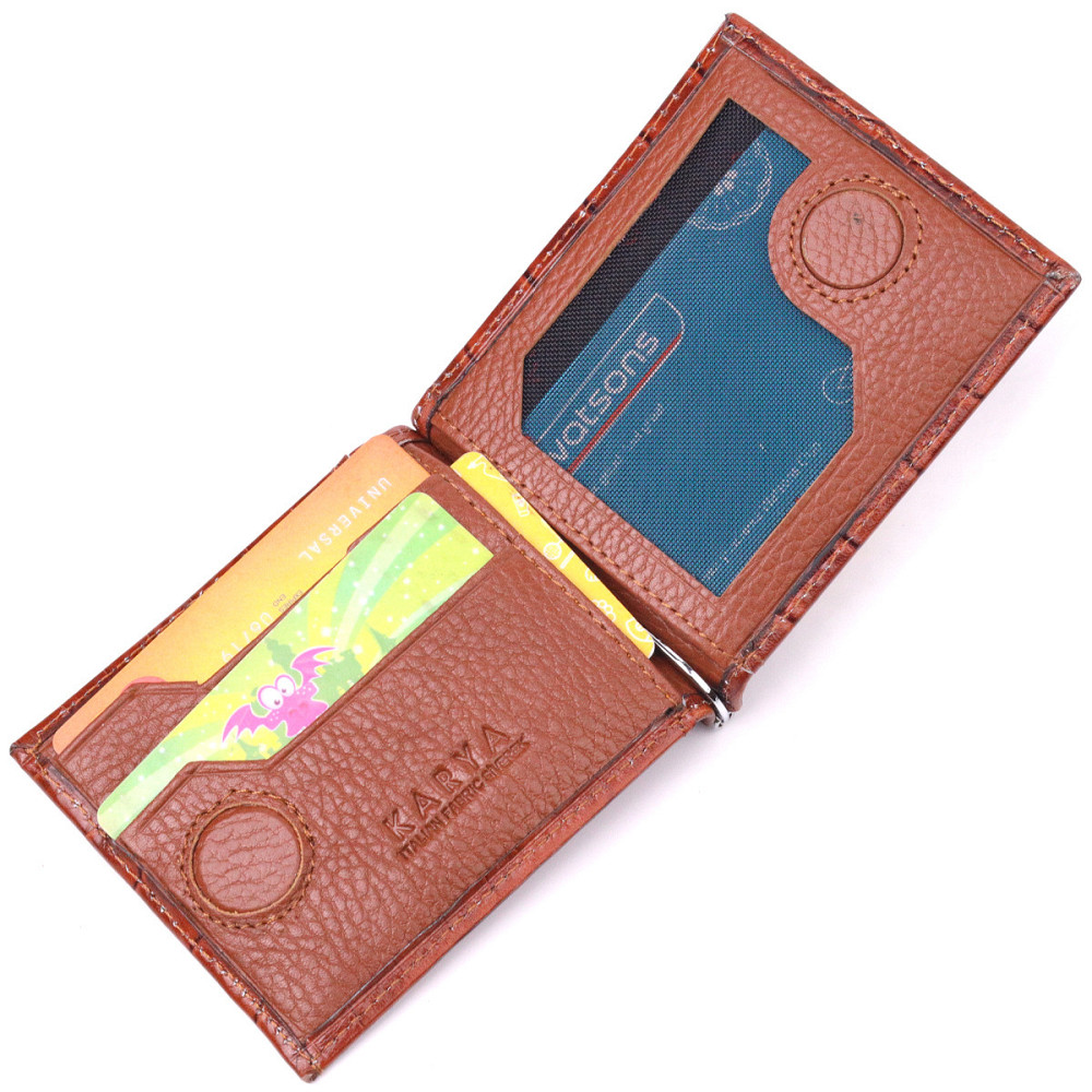 Фактурный зажим для мужчин из натуральной кожи с тиснением под крокодила Рыжий (KARYA) Киев - изображение 1