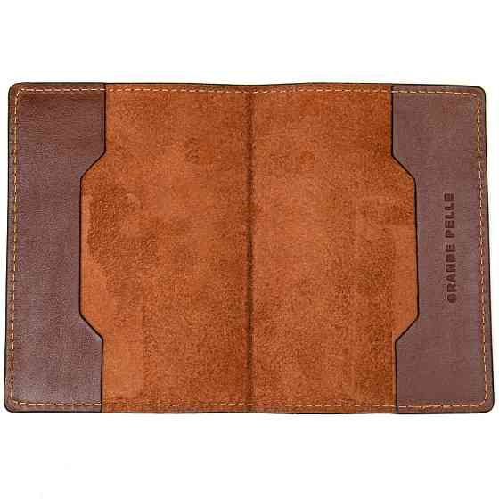 Обложка на паспорт из натуральной кожи GRANDE PELLE 11485 Коричневый Киев