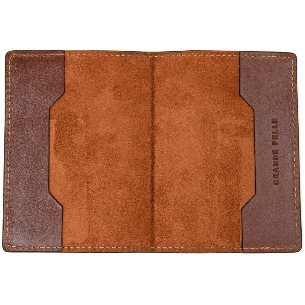 Обложка на паспорт из натуральной кожи GRANDE PELLE 11485 Коричневый Киев - изображение 6
