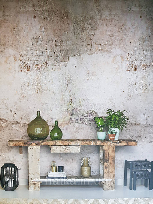 Шпалери вінілові Grandeco One roll one motif 1.59x2.8 панно мурал 3д лофт стіна під цеглу коричневий бежевий Київ - фото 1