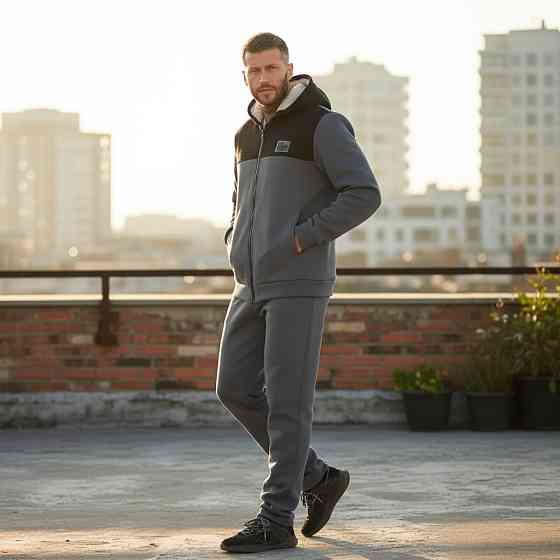 Чоловічий теплий костюм на флісі з хутром Сірий 48/50 Харків