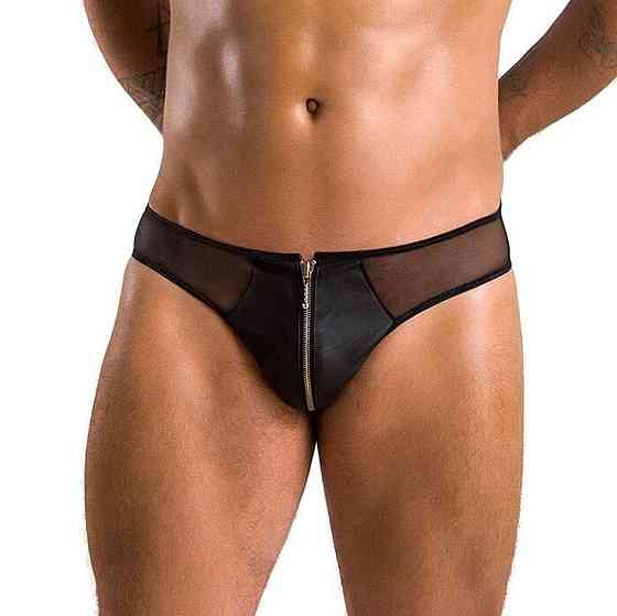 Мужские слипы на молнии Passion 042 SLIP TIMMY XXL/XXXL Black, экокожа, сетка Sex Aura Киев