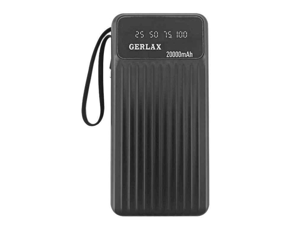Power Bank 20000mAh P214 3A/USB/PD/LED дисплей/кабель 3в1 (microUSB type-Clightning) чорний ТМ GERLAX Київ - фото 1