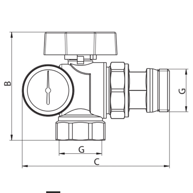 Кран з американкою "антипротечка" з термометром Koer KR.1033-Gi - 1'' (KR2894) Київ - фото 3