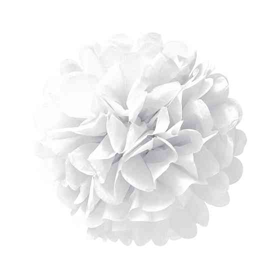 Помпон бумажный для праздника 15 см белый Киев