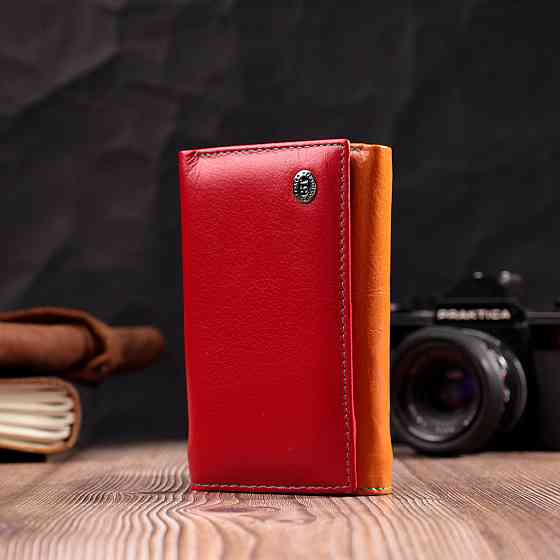 Шкіряний гаманець в три складання для жінок Різнокольоровий (ST Leather) Київ