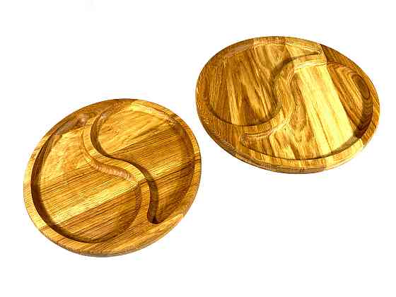 Комплект деревянных тарелок из натурального дерева диаметр 25 см и 30 см, высота 2 см Каменец-Подольский