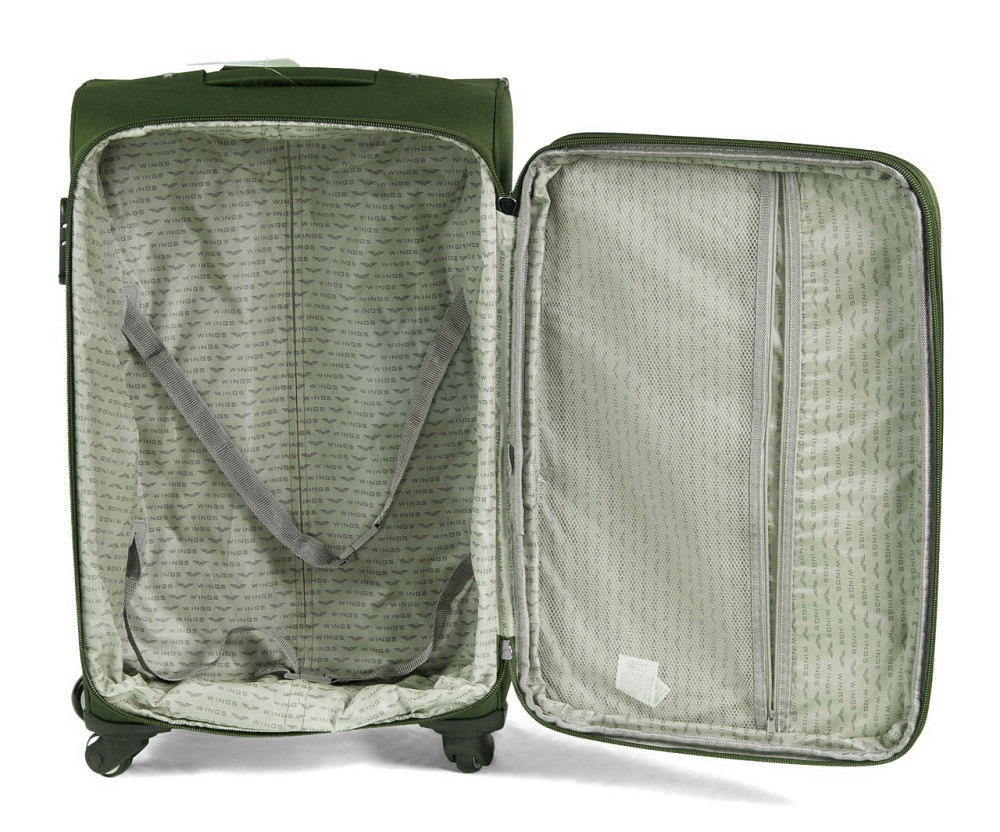 Чемодан WINGS 6802 средний на 4-х колесах тканевый 66 см оливковый Киев - изображение 4