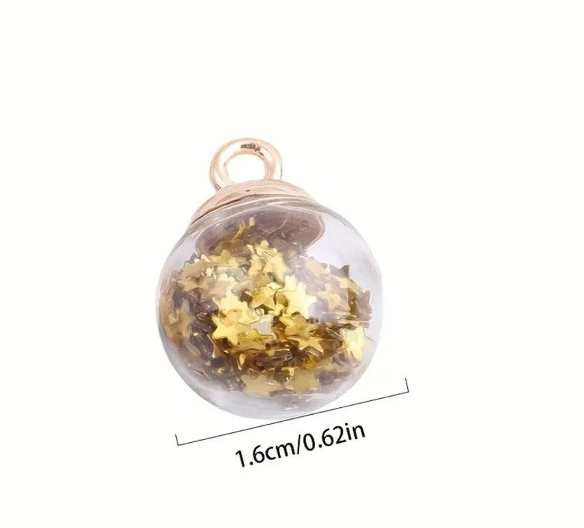 Прозрачные стеклянные подвески со звездами и блестками – для изготовления сережек, кулонов и украшен Киев - изображение 2