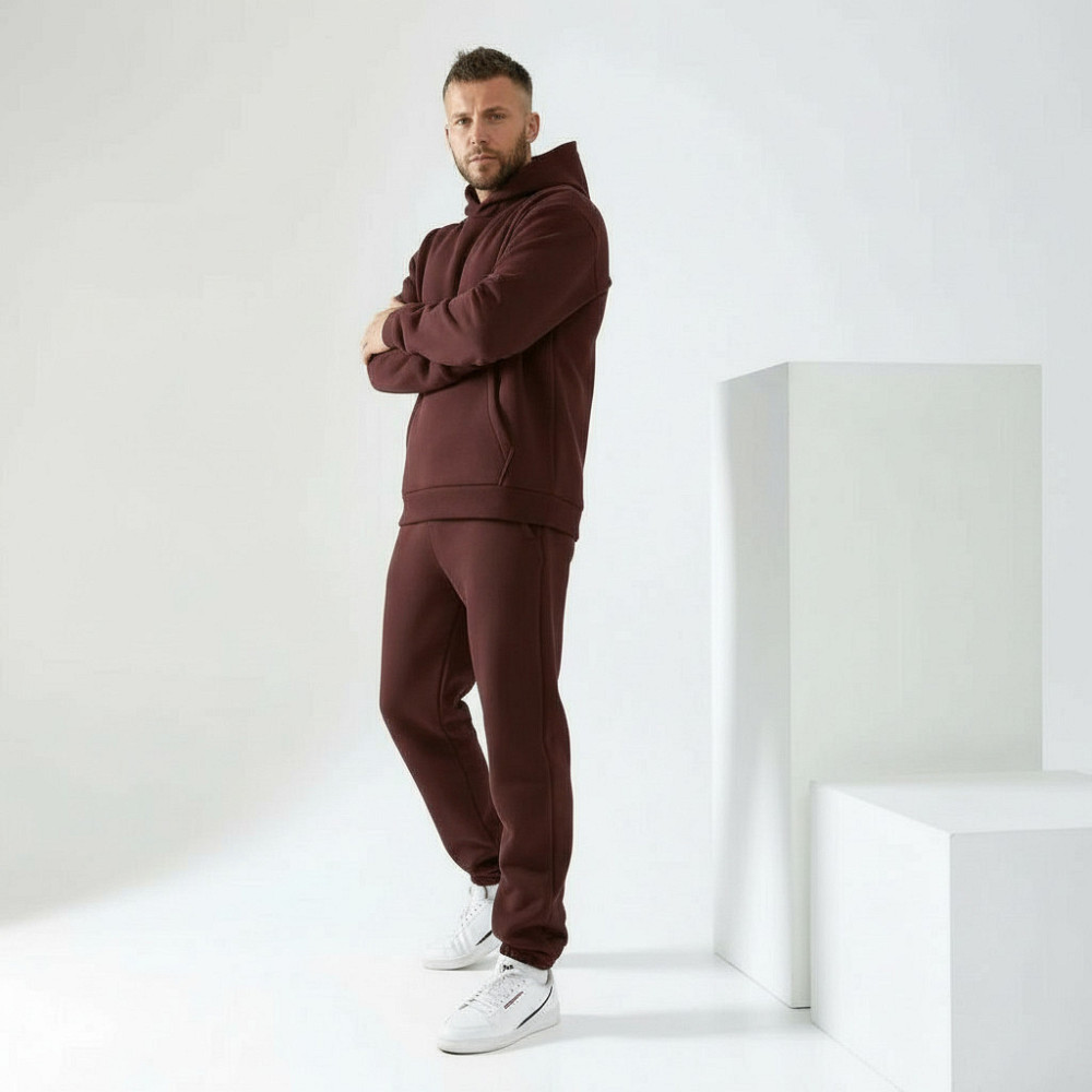 Чоловічий спортивний теплий костюм на флісі Коричневий 50/52 Харків - фото 4