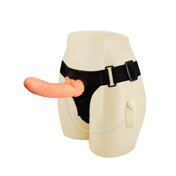 Страпон з вібро Multi-speed Rotation Harness Flesh, 18 см Sex Aura Київ