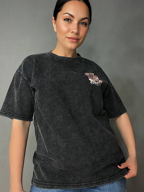 Футболка жіноча A-N 27005 тай-дай варена з квітковим принтом на спині, чорний, one size Київ - фото 19