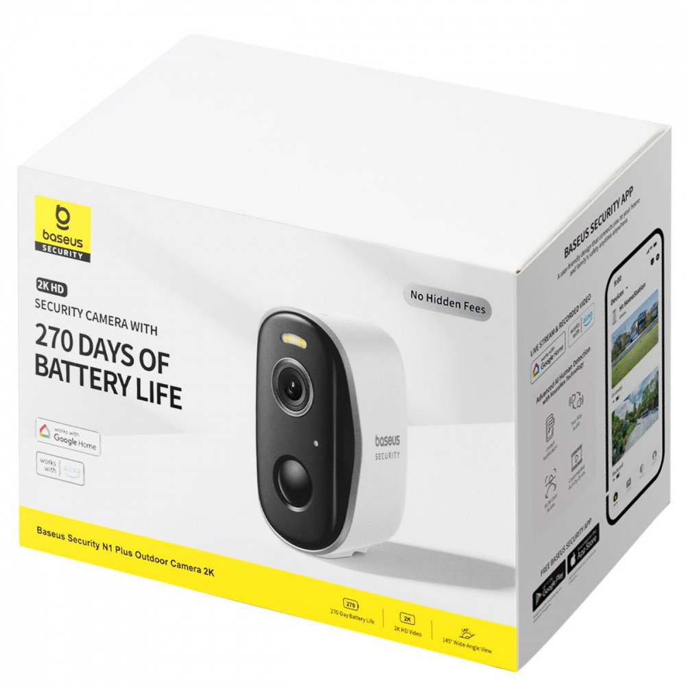 Додаткова IP-камера відеоспостереження Baseus Security N1 Plus Outdoor Camera 2K White Одеса - фото 2