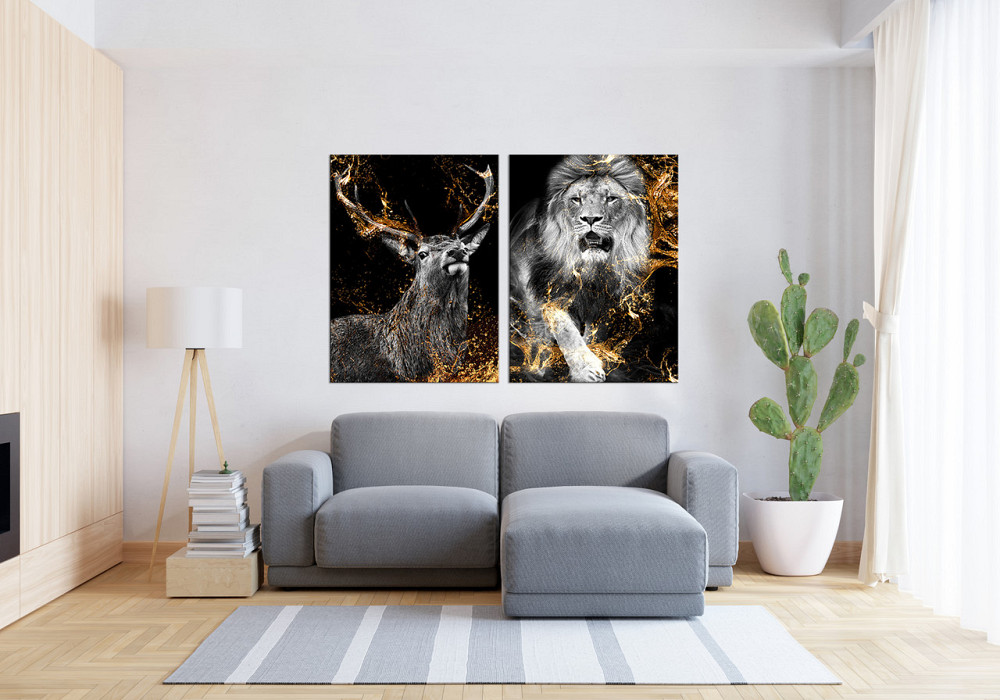 Модульна картина у вітальню/ спальню Олень-Лев TLV-2_142 120х170 см Київ - фото 3