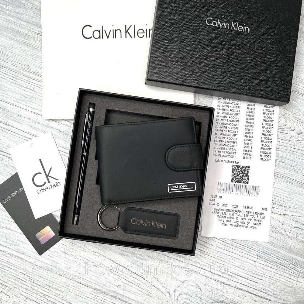 Подарунковий чоловічий шкіряний гаманець Calvin Klein — преміум'якість (8876-3) Київ - фото 7