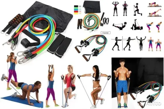 Эспандер многофункциональный Набор трубчатых эспандеров для спорта с петлями Коломия