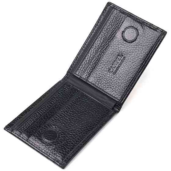 Практичный зажим из натуральной зернистой кожи CANPELLINI 21518 Черный Киев