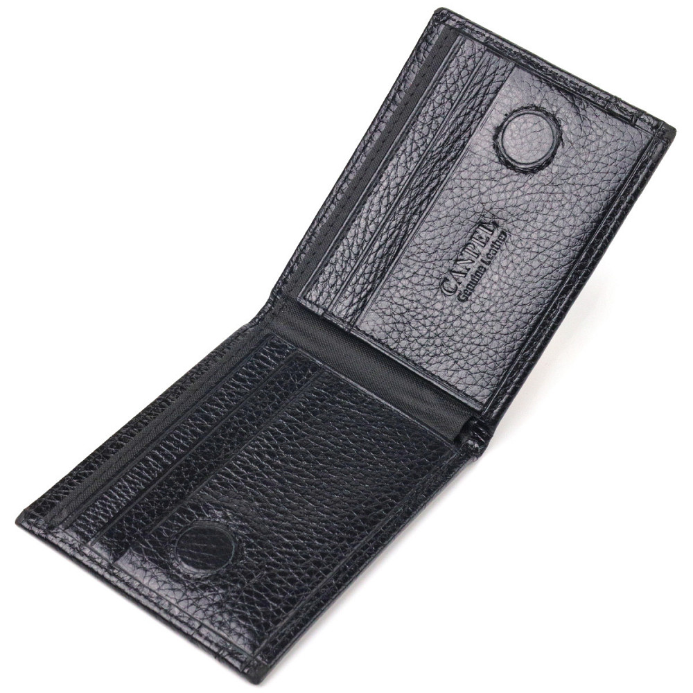 Практичный зажим из натуральной зернистой кожи CANPELLINI 21518 Черный Киев - изображение 6