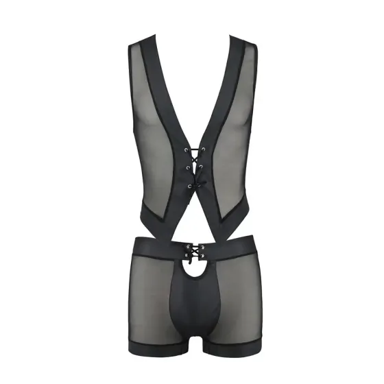 Комплект чоловічої білизни на шнурівці Passion 053 SET WILLIAM S/M Black, жилет, боксери Львів