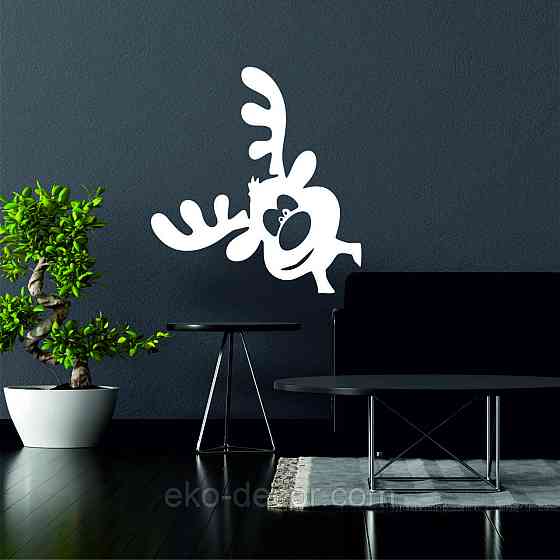 Декоративное настенное Панно «Олень», Декор на стену 70*70 см, Белый Киев