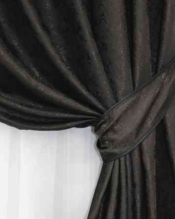 Комплект готових штор VR-Textil Жакард Мармур Al1 № 613ш Венге 100х270 см 2 шт (31-089) Київ