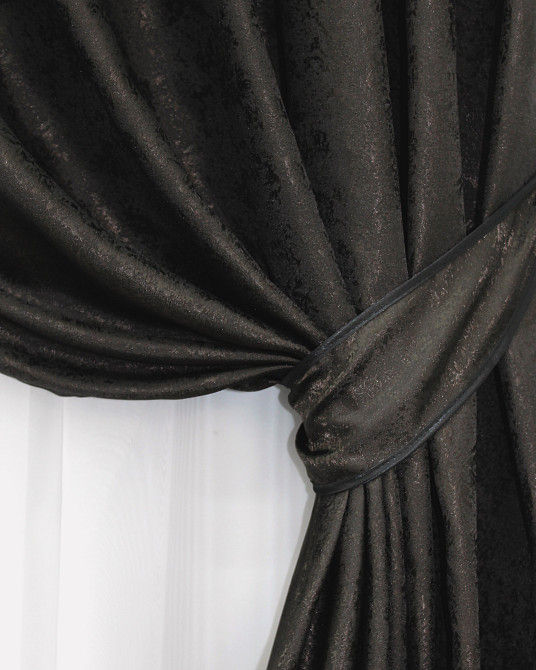 Комплект готових штор VR-Textil Жакард Мармур Al1 № 613ш Венге 100х270 см 2 шт (31-089) Київ - фото 4