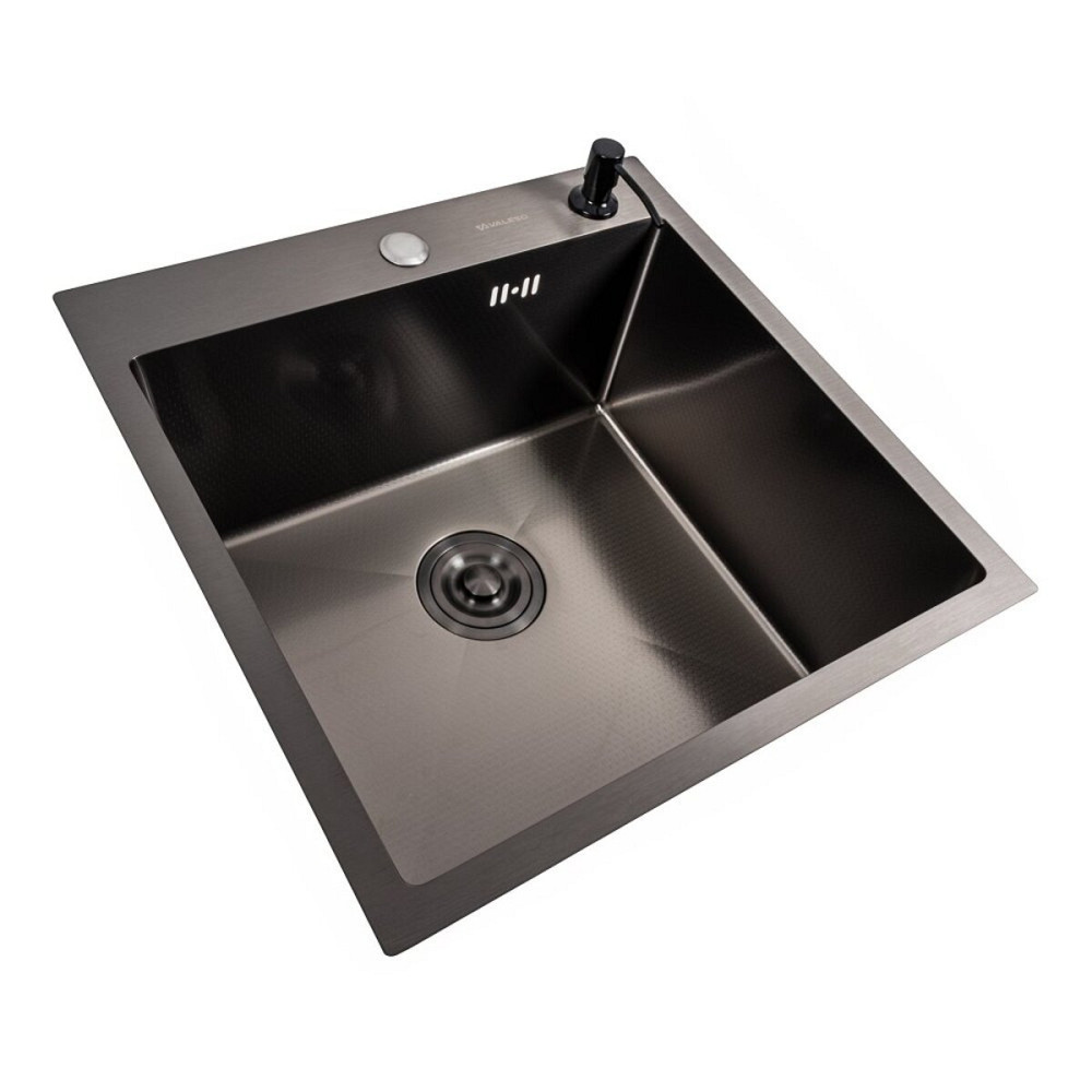 VALESO Кухонна мийка 50*50 PVD чорна DECOR Valeso Handmade (сифон круглий, 3,0/0,8) Коломия - фото 9