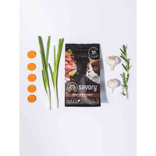 Корм сухой Savory Adult Cat Sensitive Digestion Fresh Lamb and Turkey для взрослых кошек с чувствительным пищеварением. Киев