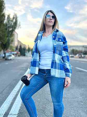 Жіноча тепла сорочка "Elba" оптом | Розпродаж моделі 42-44, Електрик + сірий Київ