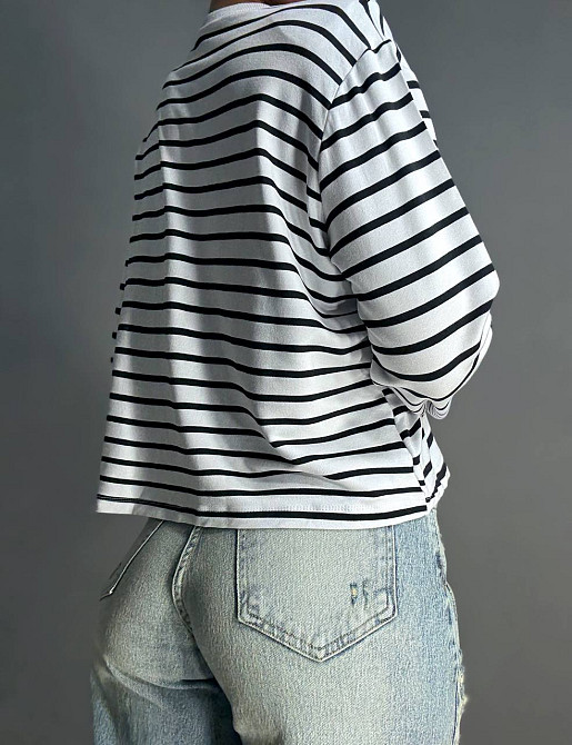 Лонгслів жіночий KEYYMOD 34094 у смужку з підплічниками оверсайз білий, білий, L Київ - фото 2