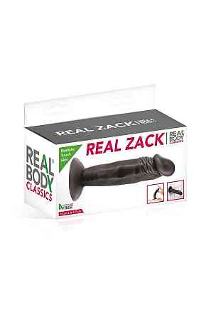 Фалоімітатор із присоскою Real Body — Real Zack Black, TPE, діаметр 3,7 см Sex Aura Київ