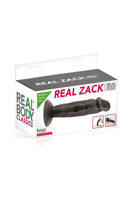 Фалоімітатор із присоскою Real Body — Real Zack Black, TPE, діаметр 3,7 см Sex Aura Київ - фото 3