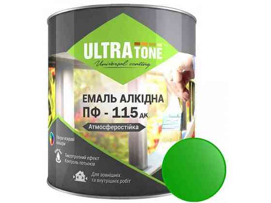Эмаль алкидная ПФ-115 зеленый 0,9кг ТМ ULTRA TONE Киев