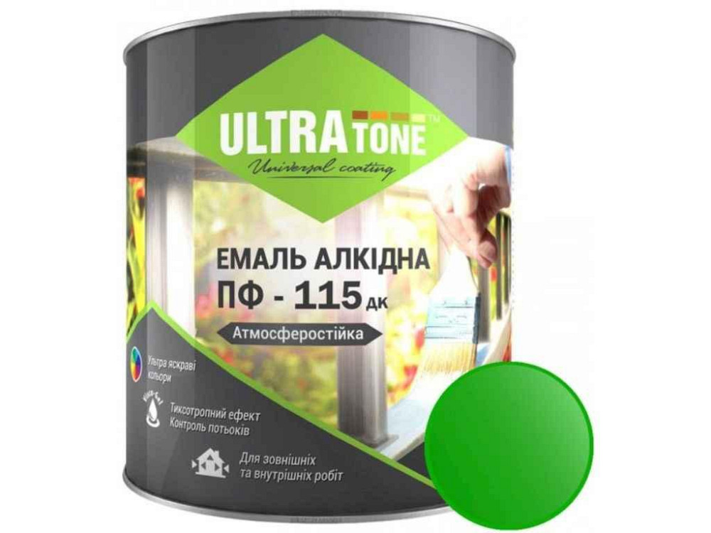 Эмаль алкидная ПФ-115 зеленый 0,9кг ТМ ULTRA TONE Киев - изображение 1